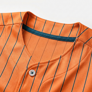 Maillot de baseball personnalisé imprimé, sublimé, à rayures fines, boutonné, à manches courtes, uniforme d'équipe, vente en gros, chemise athlétique, OEM personnalisé - Product Image 3