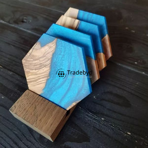 Posavasos de Resina Artesanales de Lujo, Calidad Premium, Cuadrados de 4x4 Pulgadas, Colores Personalizables, Juego de Posavasos con Logotipo para el Hogar - Product Image 1