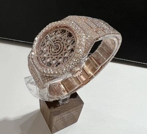 DAZZLING JEWELS นาฬิกาข้อมือหรูหราสำหรับทุกเพศ สีโรสโกลด์ สแตนเลสสตีล ประดับเพชร ขนาด 42 มม. ระบบอนาล็อก กลไกอัตโนมัติ กระจกแซฟไฟร์ กันน้ำ - Product Image 5
