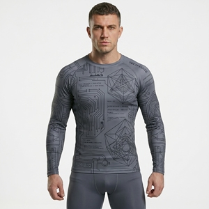 <b>Men</b> Custom Logo Breathable Sublimation Rash Guard Sportswear High Quality Winter Lightweight MMA <b>Compression</b> <b>Shirt</b> UPF50+ - Product Image 4