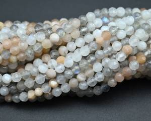 Cuentas de Piedra Lunar Natural Facetadas Redondas de 2mm, 3mm, 4mm, Cuentas Sueltas para Fabricación de Joyas, Pulseras, DIY, Venta al Por Mayor - Product Image 6
