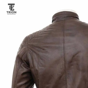 Veste en cuir pour homme, style motard, col rabattu, fermeture éclair, nouvelle édition, couture machine, veste en cuir tendance - Product Image 6