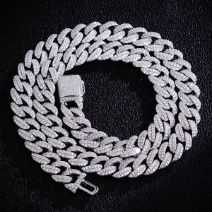925 Sterling Silver <b>Iced</b> <b>Out</b> Cuban Link <b>Chain</b> Moissanite Diamond Necklace VVS Hip Hop <b>Chain</b> Gift For Unisex - Product Image 3