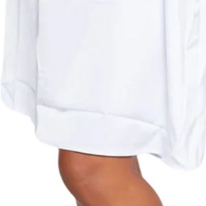 Robe de soirée élégante blanche avec nœud papillon pour femme, sans manches, chic, avec détail nœud, idéale pour cocktail, invitées de mariage et soirées. - Product Image 6