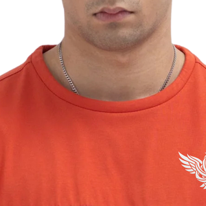Camiseta Deportiva Casual de Verano para Hombre, Color Naranja Marino, Bloques de Color, Poliéster/Algodón, Cuello Redondo, Manga Corta, Secado Rápido, Transpirable - Product Image 3