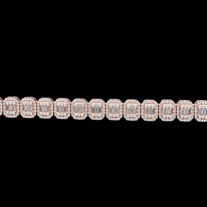 Chaîne tennis personnalisée en moissanite taille ronde et baguette, design élégant fait main, bijoux en diamant certifiés de qualité supérieure - Product Image 2