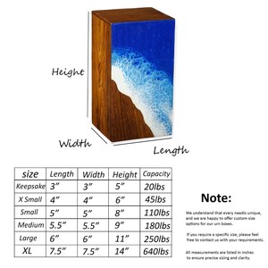 Personalized Rosewood Ocean Urn Box Handcrafted Memorial <b>Keepsake</b> <b>for</b> human <b>ashes</b> medium size 9x5.5 inches urn box - Product Image 3