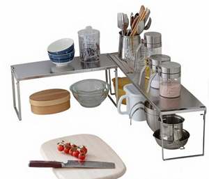 Étagère en acier inoxydable pliable et évolutible à un seul niveau, style moderne, multifonction, pour rangement d'épices et de casseroles, modèle 304 - Product Image 4