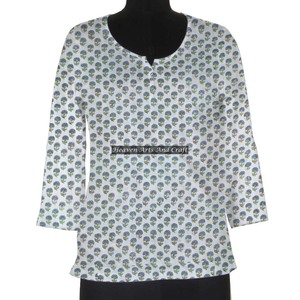 Hand <b>Block</b> Kurti Short Dress Casual <b>Printed</b> Designer Dress Hand <b>Block</b> <b>Printed</b> Cotton Kurti Dress Ethnic Casual Wear Indian - Product Image 1