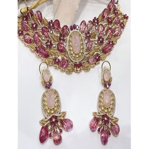Graceful Premium Quality Brass Gold Plated Zircon Trendy <b>Necklace</b> and Earrings Set Engagement Wedding Party Gift Wear - Product Image 2