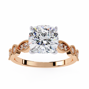 2.50ct Cushion Brilliant Cut E VVS Lab Grown Diamond IGI Certified 14K Solid Rose Gold Trendy <b>Solitaire</b> Engagement <b>Ring</b> - Product Image 1