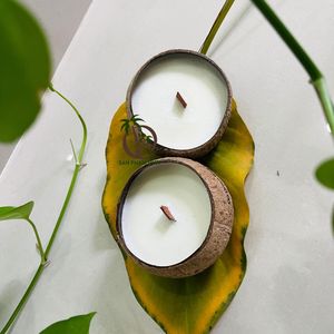 Eco-Friendly Coconut Shell <b>Scented</b> <b>Candle</b> Handcrafted Premium Natural Wax Lime Essential Oils for <b>Christmas</b> - Size 200 gram - Product Image 2