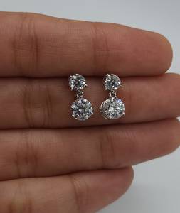 Moissanite 1CT Each Round Cut Diamond <b>Stud</b> Earrings Pushback 925 Sterling <b>Silver</b> Fine For Women's Proposal Gift For Engagement - Product Image 2