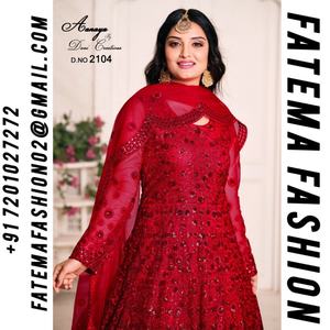 Ensemble Anarkali ethnique indien pakistanais tendance avec dupatta en résille brodé, personnalisable, pour femme, idéal pour les mariages et les fêtes traditionnelles - Product Image 2