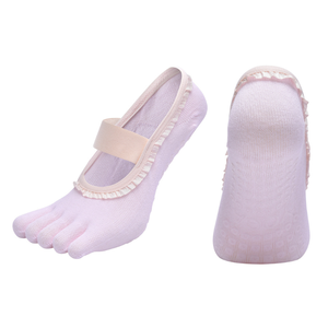 Ladies Five Fingers Lace Bottom Non-Slip <b>Thick</b> <b>Ankle</b> Dance Gym Yoga <b>Socks</b> with Header Card for Pilates - Product Image 3