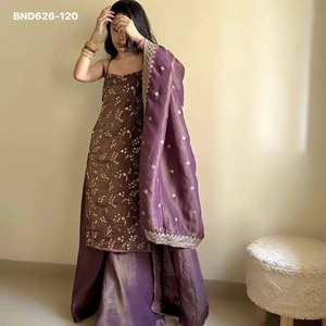 Tenue indienne de haute qualité pour les fêtes, JMC Organza avec broderie et travail de sequins, Kurta avec Plazzo et Dupatta, vente en gros - Product Image 6