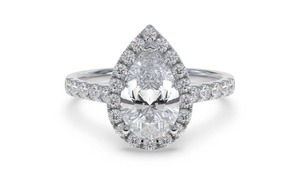 Pear Diamond Single Halo Shoulder <b>Set</b> <b>Ring</b> 0.75 Ct Lab Grown Diamond In 18K <b>Gold</b> And Platinum - Product Image 3