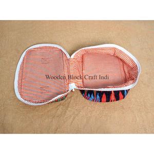 Beautiful Block Printed Quilted Cotton Vanity Bag Set Of 3 Pieces Women's Travel Cosmetic Pouch Storage Cosmetic Bags And <b>Cases</b> - Product Image 5