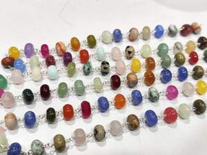 ลูกปัดหินธรรมชาติหลากสีขนาด 8 มม. แบบสายสร้อยขายเป็นฟุต - Product Image 6