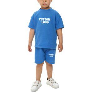 Ensemble T-shirt et short d'été 2026 pour enfants, vêtements d'été personnalisés pour garçons, survêtement en coton pour enfants, tenue de sport d'été - Product Image 2