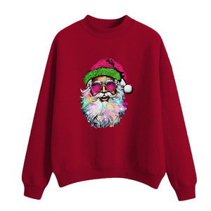 Sweat-shirt de Noël rouge pour homme, col rond, imprimé avec un chapeau de Père Noël et un verre à vin - Product Image 6
