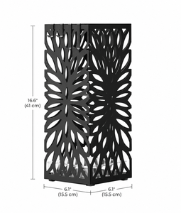 Porte-parapluies moderne en métal noir thermolaqué, double face, capacité pour 12 parapluies, fonction tout-en-un, design à motif de feuilles - Product Image 2