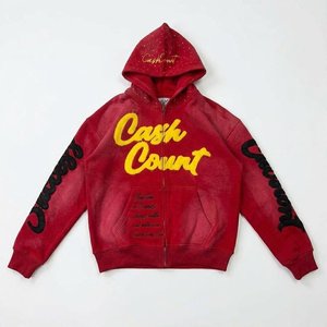 Conjuntos de Sudadera con Capucha y Pantalones Cortos Rojos con Pedrería para Hombre, Personalizados con Logotipo, Ropa Deportiva de 2 Piezas para Niños, Estilo Hip Hop - Product Image 2