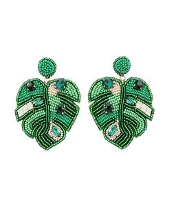 Pendientes de fiesta XMAS TREE de poliéster con bordado intrincado de cuentas de semillas, estilo floral, hechos a mano, ligeros y de calidad premium, para borlas - Product Image 3