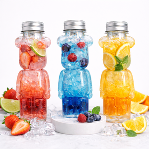 400ml <b>Bear</b> Shape PET Plastic <b>Bottle</b> with Aluminum Lid and Straw Hole for Serving Soda Drinks - Product Image 4