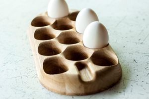 Modern Natural Mango Wood <b>Egg</b> Holder Tray Wooden Countertop <b>Egg</b> Storage Rack for Kitchen Refrigerator Farmhouse Decor - Product Image 5
