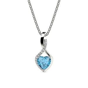 Pendentif cœur en diamant plaqué rhodium avec design torsadé en or 18 carats - Product Image 1