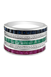 แหวนเพชรและทับทิม ไพลินสีน้ำเงิน มรกต เงินแท้ 92.5 รุ่น KLSR-10777 - Product Image 2