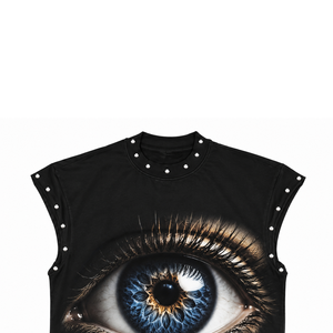 Débardeur graphique personnalisé avec strass, 100% coton jersey, tissu doux, nouveau style tendance, sans manches, pour un confort unisexe. - Product Image 4