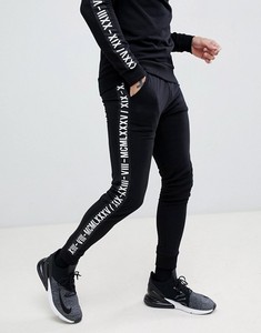 T-shirt à manches longues pour homme, noir, col rond, avec imprimé lettres sur les manches, style streetwear, coupe classique, pour l'automne - Product Image 2