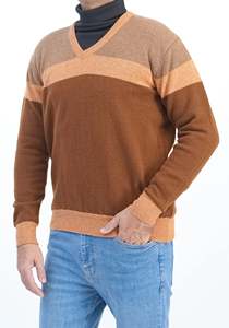 Suéteres para Hombre, Nueva Colección, Hechos de Algodón y Lana, Suéter Personalizado OEM con Cuello en V, Suéter de Punto con Bloques de Color, Ropa de Invierno Cómoda - Product Image 6