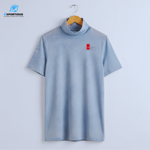 <b>Men</b> <b>Turtle</b> <b>Neck</b> T-Shirt 100% Cotton 180 GSM Custom Logo High <b>Neck</b> Tee Premium Casual Wear - Product Image 2