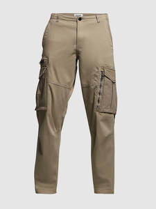 Pantalon cargo tactique pour homme, coupe droite, couleur unie, multi-poches, toile, randonnée en plein air, vêtements de travail, beige, respirant, fermeture à boutons - Product Image 4