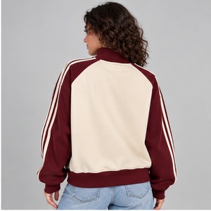 Chaqueta Deportiva Personalizada al por Mayor para Mujer, Sudadera Color Crema y Marrón, Sudadera con Capucha para Correr, Ropa Deportiva de Moda - Product Image 3