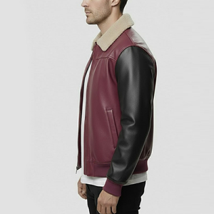 Removable Winter <b>Jacket</b> Men Vintage Bomber <b>Jacket</b> <b>Brown</b> Mens 100% Polyester with Turn-down Collar Premium Soft <b>Leather</b> - Product Image 6