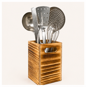 Rustic Wooden <b>Kitchen</b> Utensil Holder For Countertop Farmhouse Decor Cooking Tool Storage Organizer Large Capacity Wood <b>Caddy</b> - Product Image 3