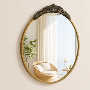<b>Gold</b> Round Wall <b>Mirror</b> Floral Crest Metal Frame Decorative Luxury <b>Mirror</b> for Living Room Bedroom Entryway Home Wall Decor Use - Product Image 4