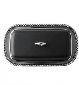 Beurrier en aluminium noir mat avec couvercle, forme rectangulaire, hermétique, préservation de la fraîcheur, utilisation en cuisine, vaisselle de fête, minimaliste - Product Image 3