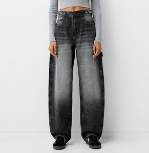 Best Price High Quality Plus Size Women's Vintage Eco-Friendly Breathable Streetwear Midweight Denim <b>Cargo</b> Pants Elastic Waist - Product Image 2