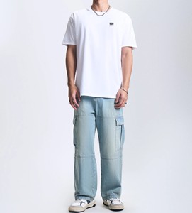 Camisetas de poliéster de alto gramaje con cuello alto, estilo streetwear, estampado digital, oversize, corte cropped, lavado ácido y desgastado, corte holgado para hombre - Product Image 1