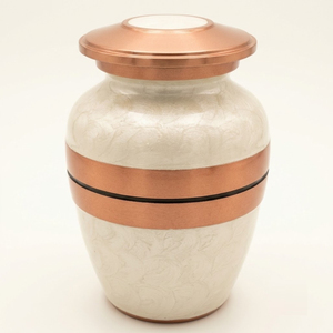 Urnas de Cremación de Metal Rosa para Cenizas Humanas, Tamaño Adulto, Diseño Floral Grabado, Banda Plateada, Urna Funeraria Conmemorativa Con Tapa Roscada - Product Image 3