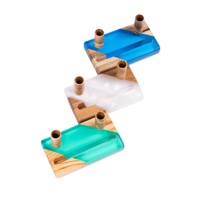 Porte-cartes promotionnel en résine époxy et bois avec support pour stylo – Articles de bureau - Product Image 1