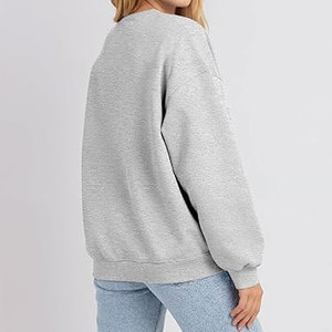 Sudadera Oversize para Mujer, Cuello Redondo, Manga Larga, Forro Polar, Estilo Casual Holgado, Ropa de Otoño e Invierno, Cálida y Cómoda - Product Image 3