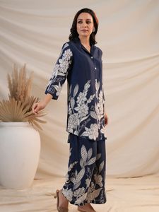 Conjunto Coordinado con Estampado Floral Azul Rey, Conjunto de Algodón, Conjunto con Estampado Floral de Algodón para Primavera y Verano, Conjunto Coordinado de Algodón Puro - Product Image 2