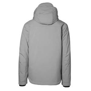 <b>Men's</b> <b>Long</b> Hooded Puffer <b>Jacket</b> Waterproof Sporty Style Solid Gray Polyester Outerwear with Zipper Closure and Regular Sleeve - Product Image 4