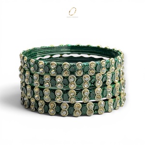 Pulseras de cristal de Cachemira con piedras verdes de estilo tradicional para mujer, para bodas y festivales, a precio de mayoreo. - Product Image 5
